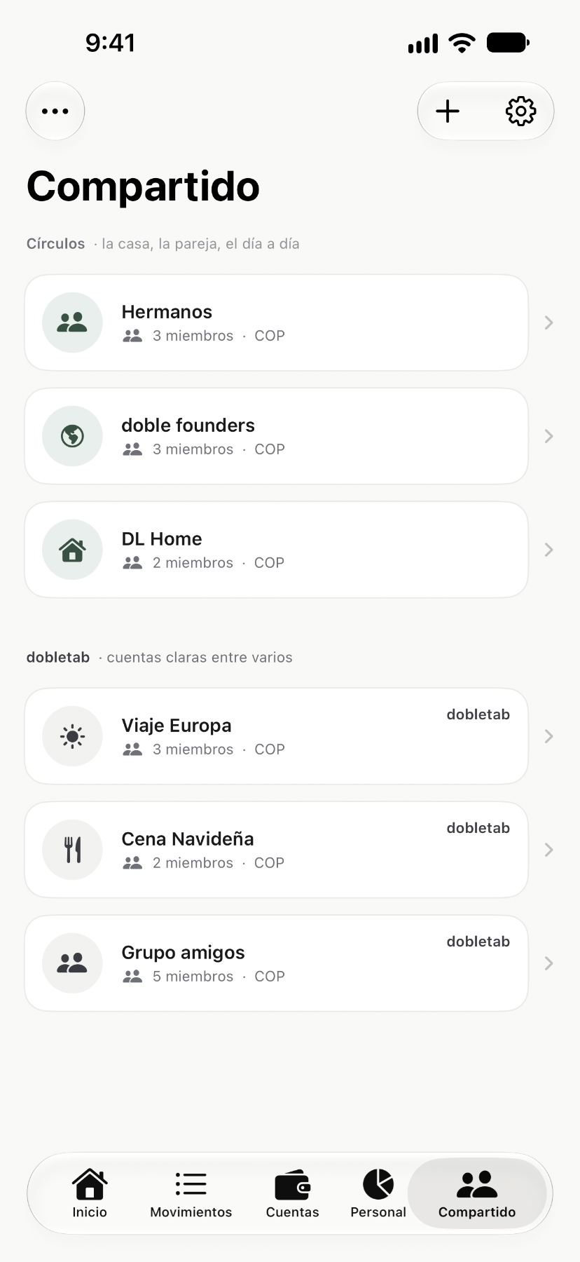 Compartido en doble: círculos y dobletab