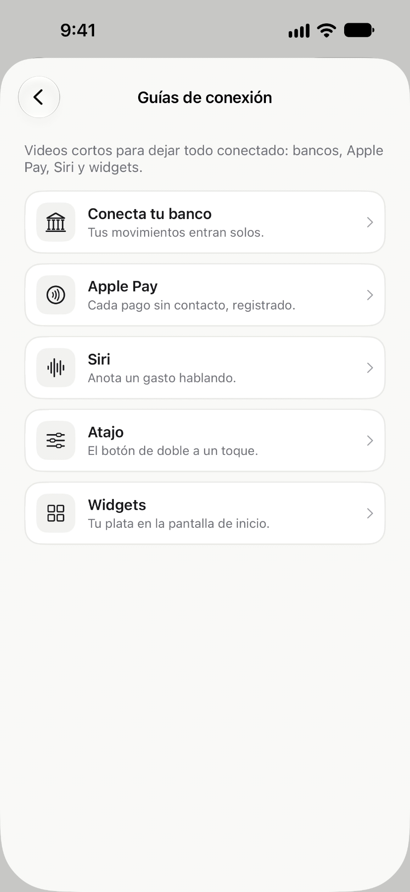 Conexiones automáticas de doble: bancos, pagos sin contacto, movimiento rápido y widgets